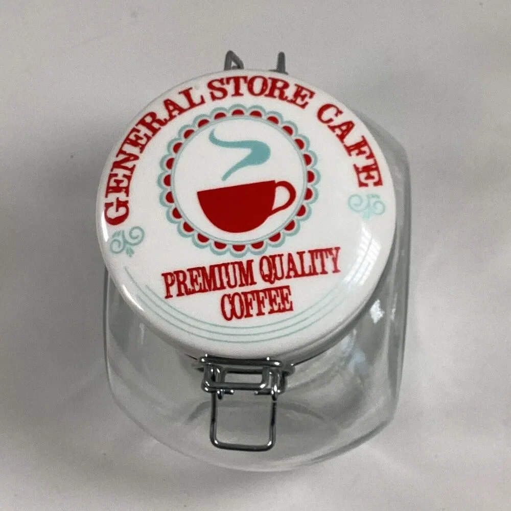 Glass Coffee Jar General Store Cafe Style Hinged Lid Airtight
